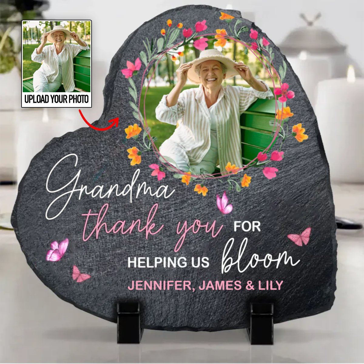 Family - Thank You For Helping Us Bloom - Personalized Memorial Stone - Makezbright Gifts