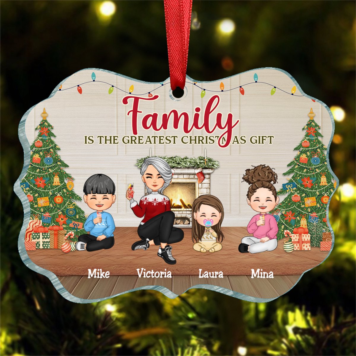 Family - The Greatest Christmas Gift - Personalized Ornament (LH) - Makezbright Gifts