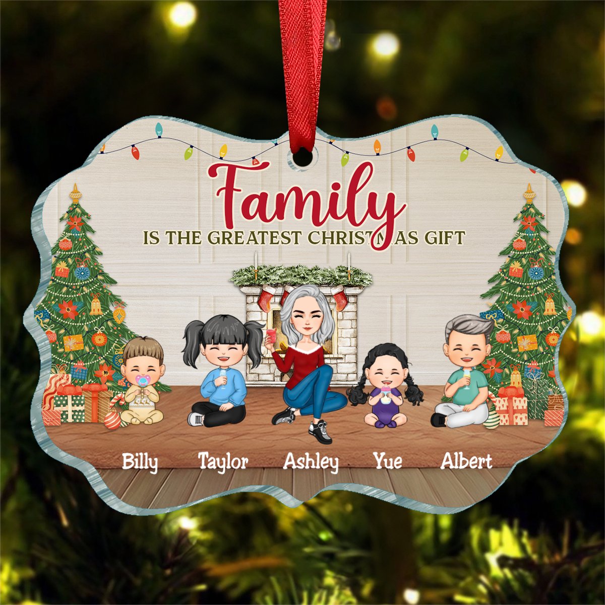 Family - The Greatest Christmas Gift - Personalized Ornament (LH) - Makezbright Gifts