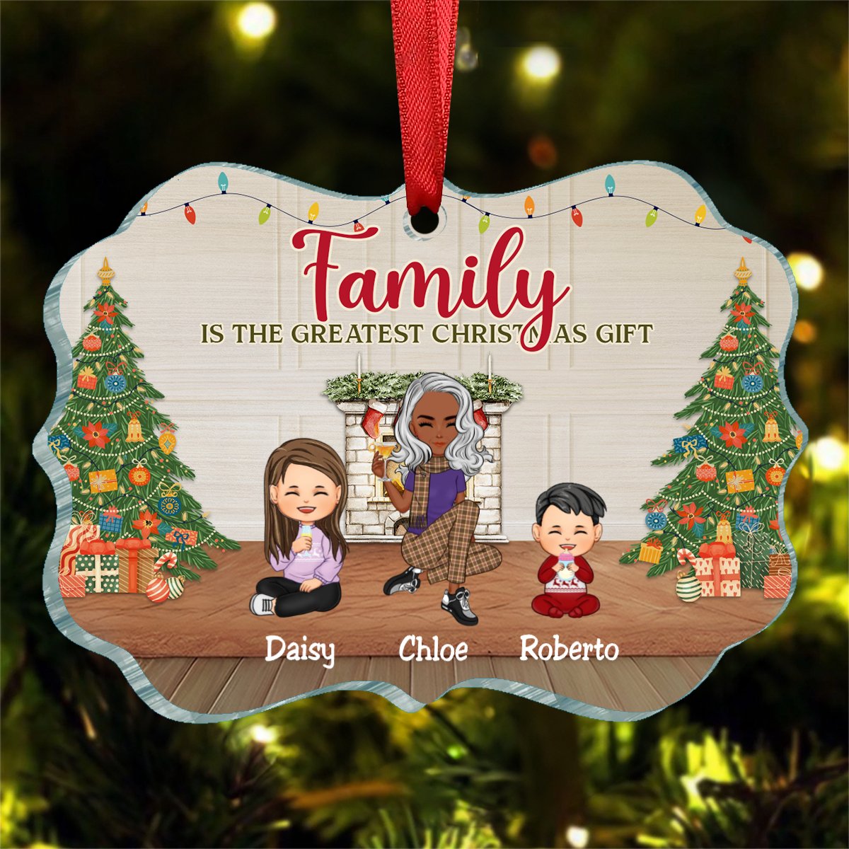 Family - The Greatest Christmas Gift - Personalized Ornament (LH) - Makezbright Gifts