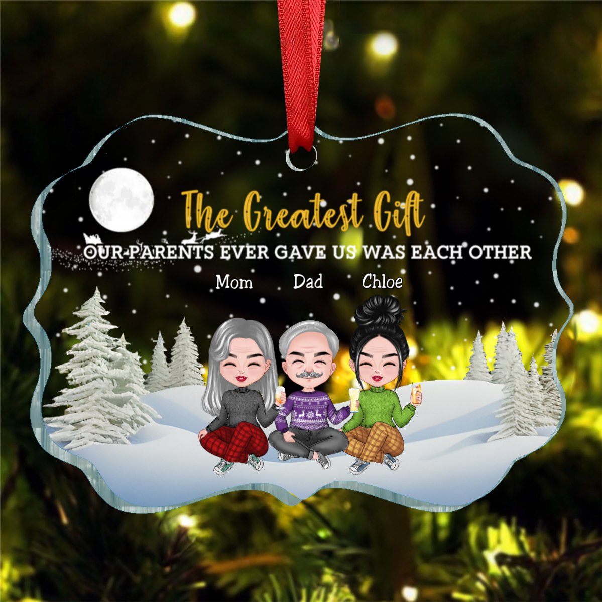 Family - The Greatest Gift Our Parents Gave Us Was Each Other - Personalized Transparent Ornament (BU) - Makezbright Gifts