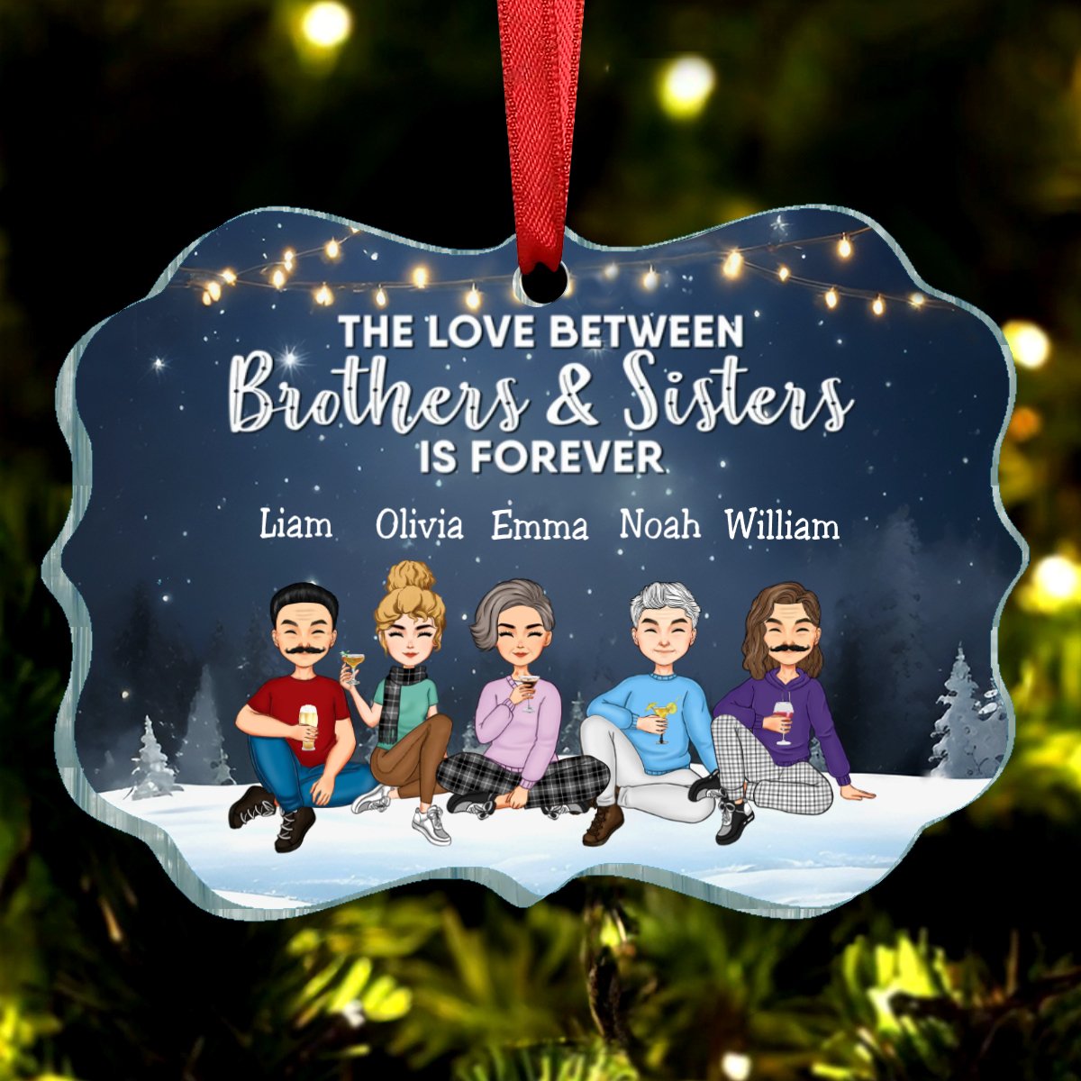 Family - The Love Between Brothers And Sisters Is Forever - Personalized Acrylic Ornament (NM) - Makezbright Gifts