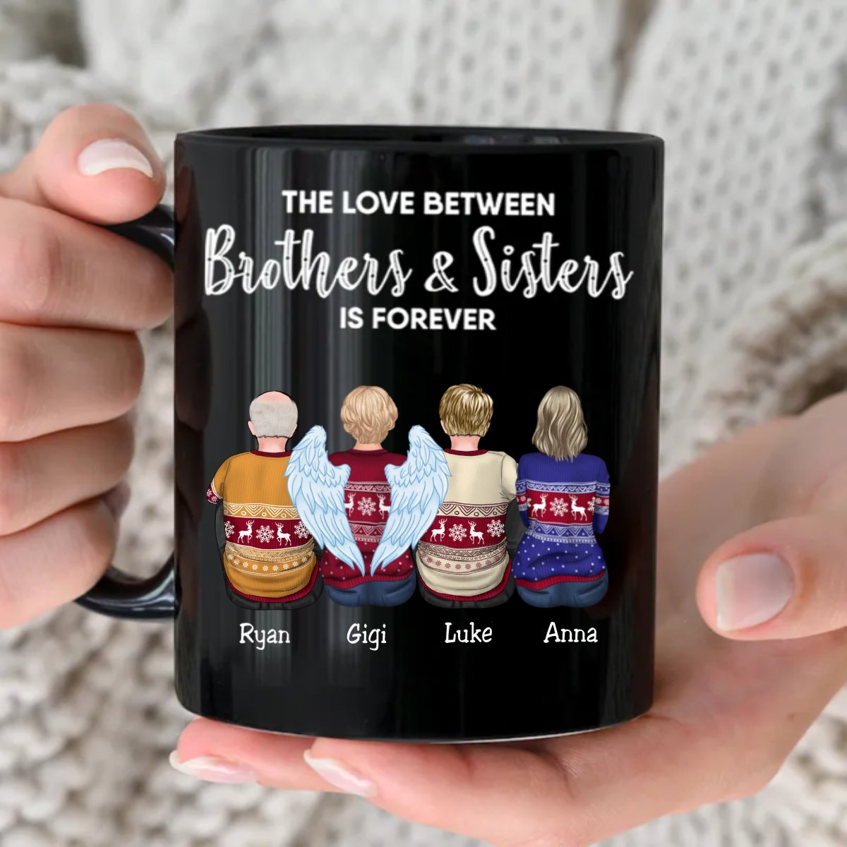 Family - The Love Between Brothers And Sisters Is Forever - Personalized Black Mug (LK) - Makezbright Gifts