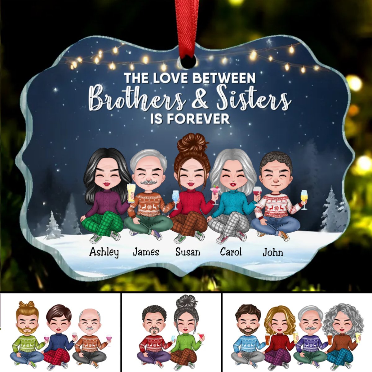 Family - The Love Between Brothers And Sisters Is Forever - Personalized Ornament - Makezbright Gifts