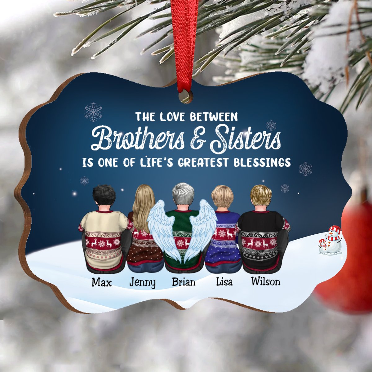 Family - The Love Between Brothers & Sisters Is Forever - Personalized Christmas Ornament - Makezbright Gifts