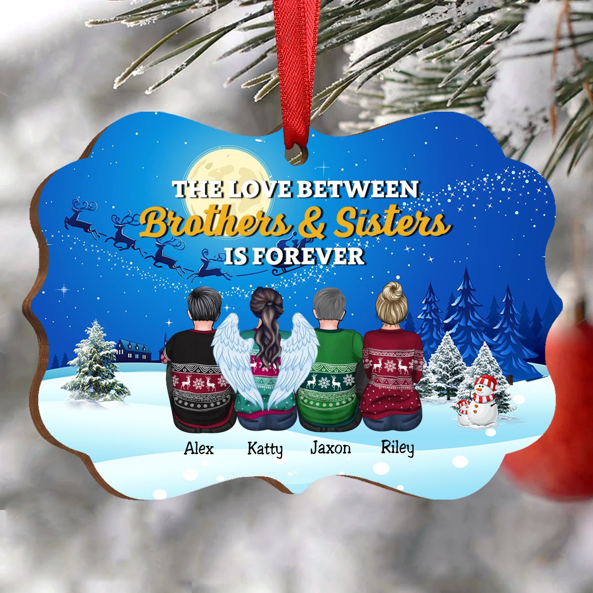 Family - The Love Between Brothers & Sisters Is Forever - Personalized Christmas Ornament - Makezbright Gifts