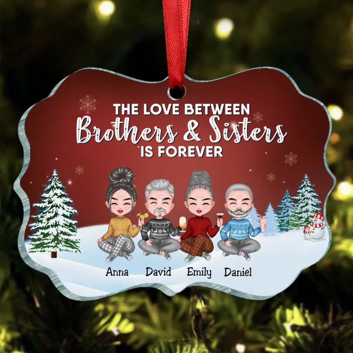 Family - The Love Between Brothers & Sisters Is Forever - Personalized Christmas Ornament (TT) - Makezbright Gifts