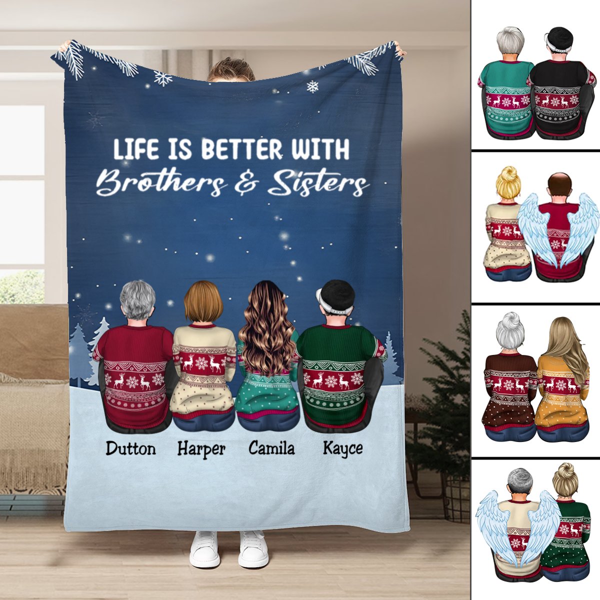 Family - The Love Between Brothers & Sisters Is One Of Life's Greatest Blessings - Personalized Blanket - Makezbright Gifts