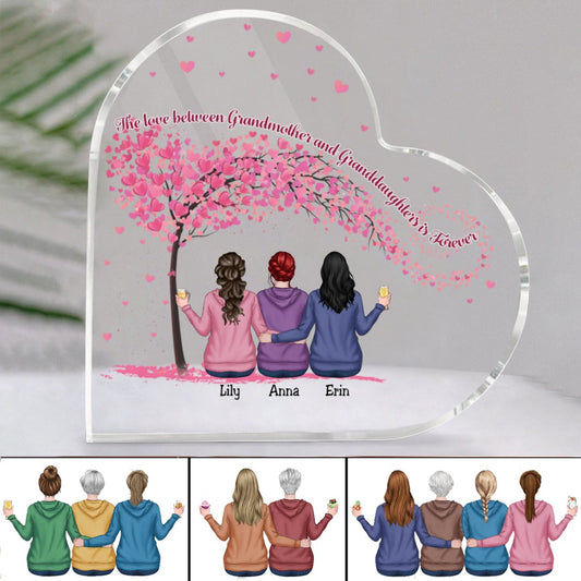 Family - The Love Between Grandmother And Granddaughters Is Forever - Personalized Acrylic Plaque (LH) - Makezbright Gifts