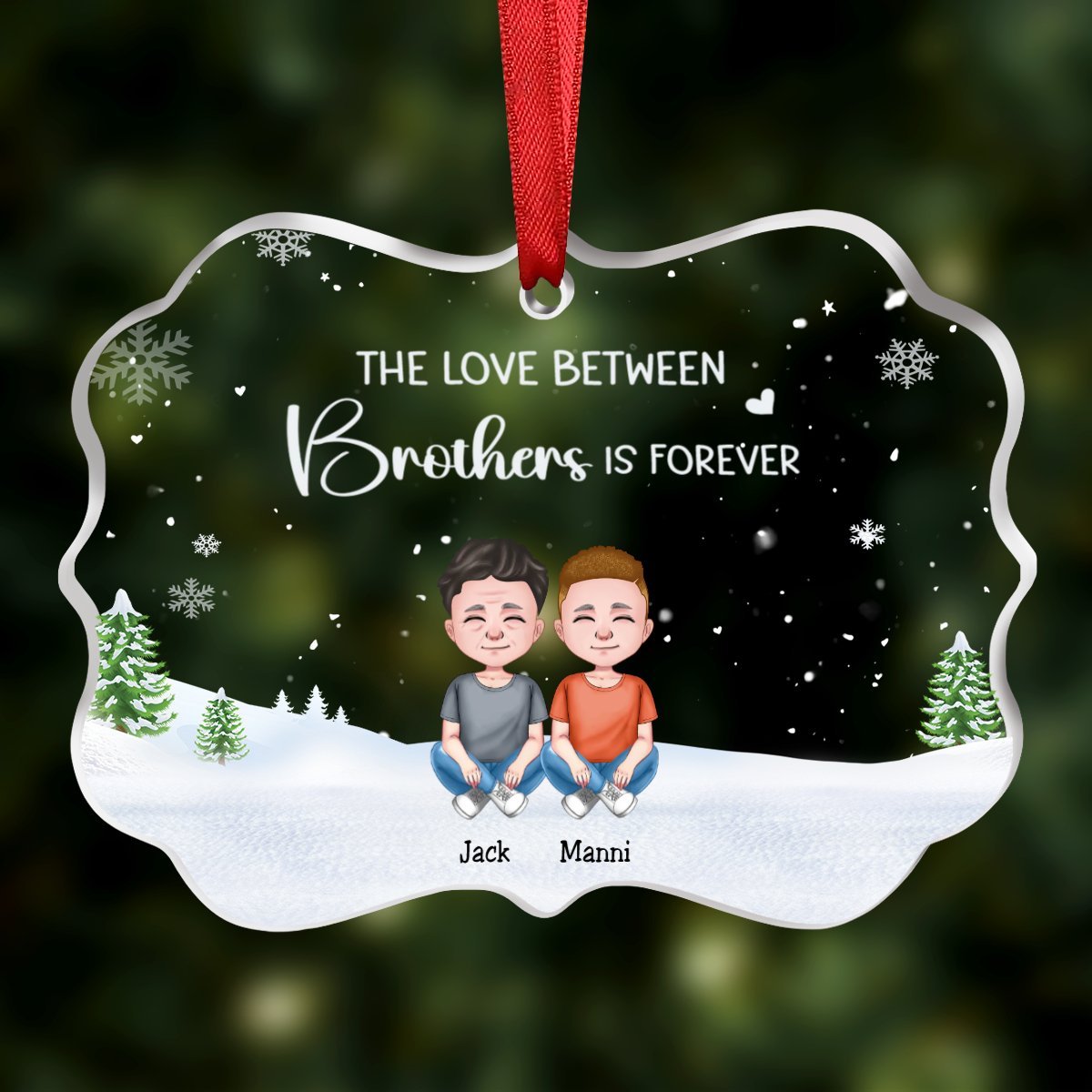 Family - The Love Between ... Is Forever - Personalized Transparent Ornament (Ver. 2) - Makezbright Gifts