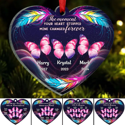 Family - The Moment Your Heart Stopped Mine Changed Forever - Personalized Heart Ornament - Makezbright Gifts