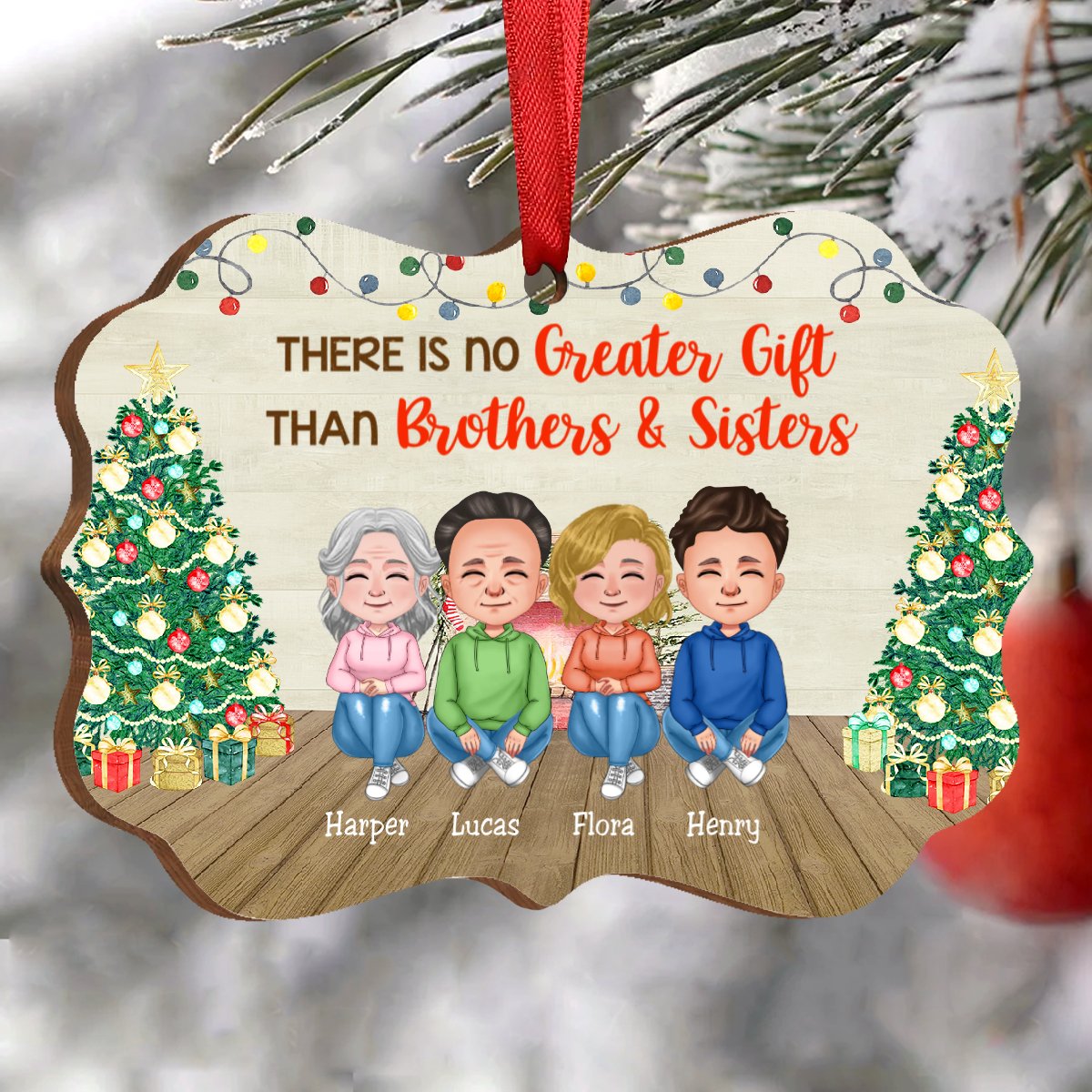 Family - There Is No Greater Gift Than Brothers & Sisters - Personalized Acrylic Ornament - Gift for Family Member - Makezbright Gifts