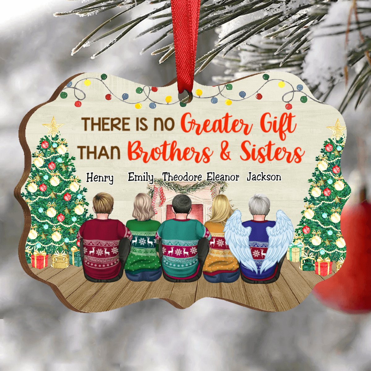 Family - There Is No Greater Gift Than Brothers & Sisters - Personalized Christmas Acrylic Ornament - Makezbright Gifts