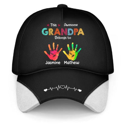 Family - This Awesome Grandpa Dad Belongs To - Personalized Classic Cap - Makezbright Gifts