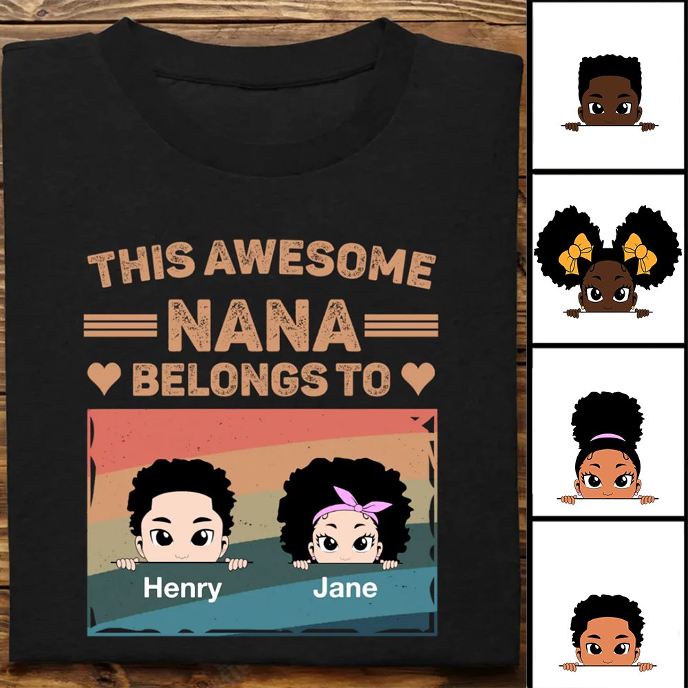 Family - This Awesome Nana Mommy Daddy Belongs To - Personalized Unisex T - shirt, Hoodie, Sweatshirt (VT) - Makezbright Gifts