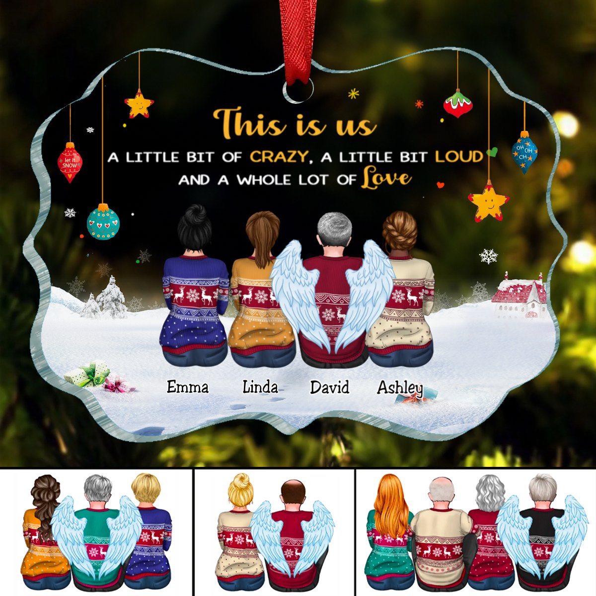 Family - This is Us, A Little Bit Of Crazy, A Little Bit Loud, And A Whole Lot Of Love - Personalized Acrylic Ornament - Makezbright Gifts