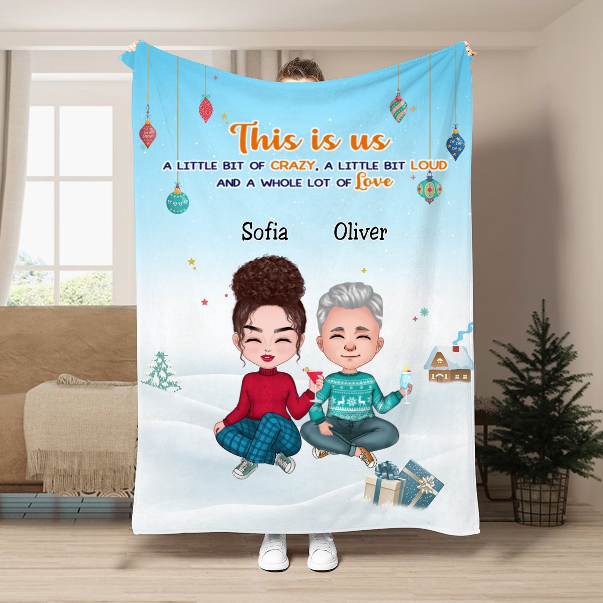 Family - This is Us, A Little Bit Of Crazy, A Little Bit Loud, And A Whole Lot Of Love - Personalized Blanket - Makezbright Gifts