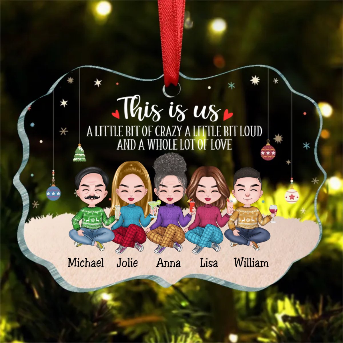 Family - This Is Us A Little Bit Of Crazy And A Whole Lot Of Love - Personalized Ornament - Makezbright Gifts