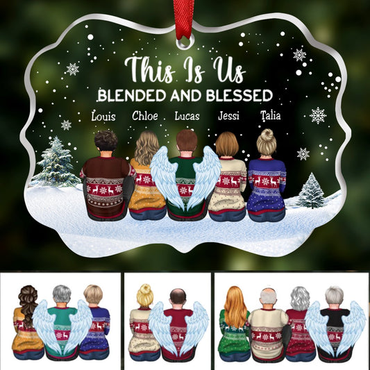 Family - This Is Us Blended And Blessed - Personalized Acrylic Ornament - Makezbright Gifts