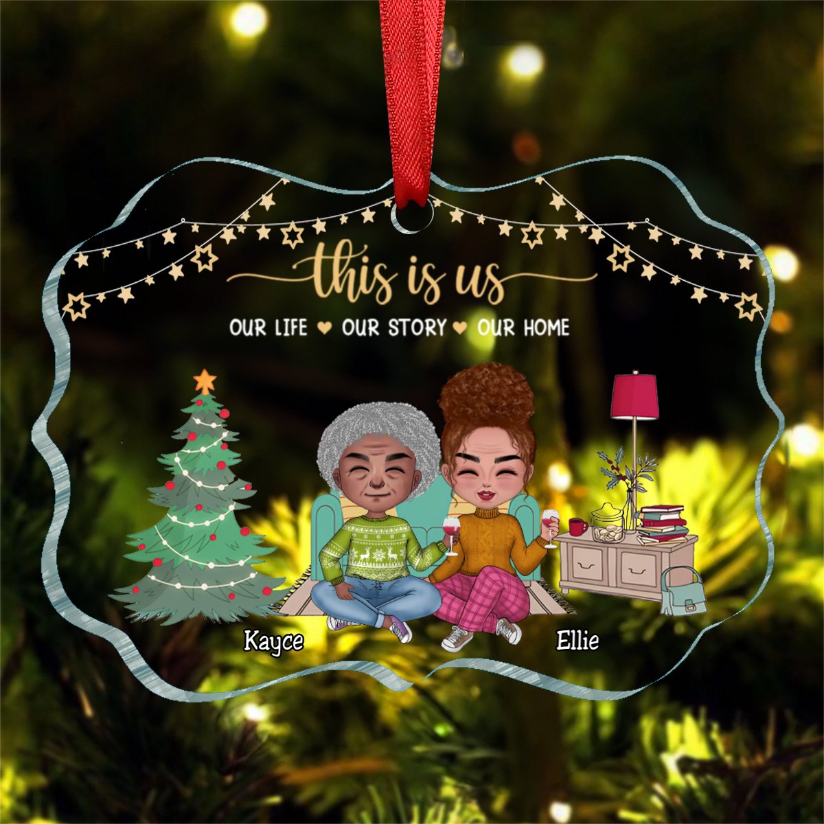 Family - This Is Us Our Life Our Story Our Home - Personalized Ornament - Makezbright Gifts