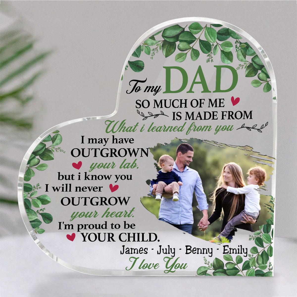 Family - To My Dad Acrylic Heart - I'm Proud to Be Your Child - Personalized Acrylic Plaque - Makezbright Gifts