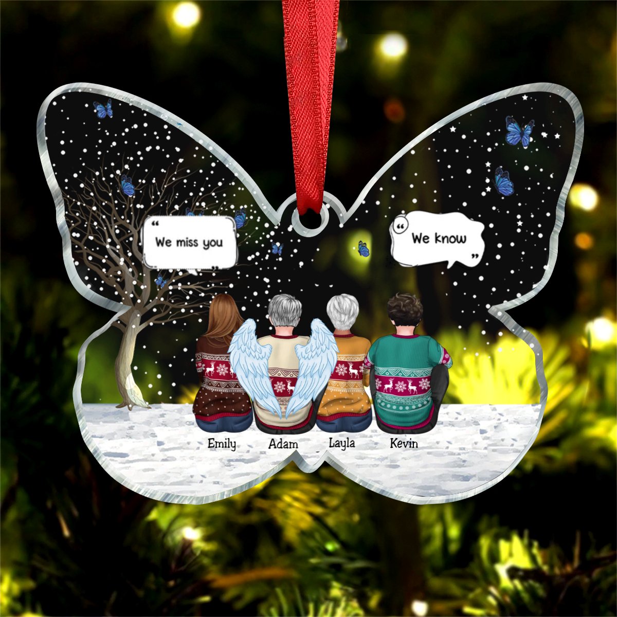 Family - We Miss You - Personalized Butterfly Acrylic Ornament - Makezbright Gifts