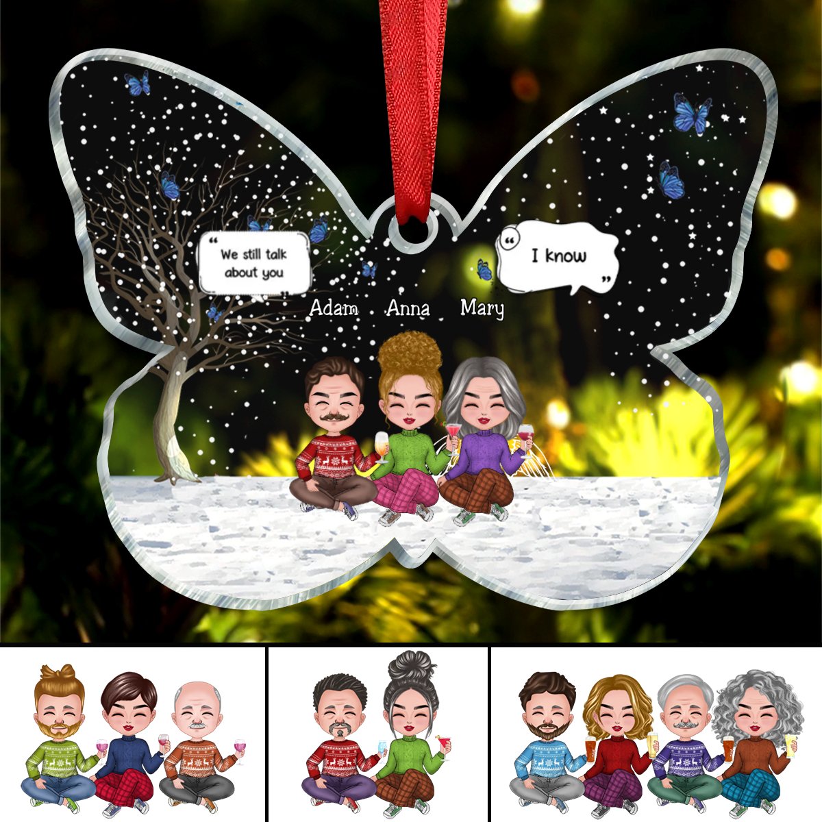 Family - We Miss You - Personalized Butterfly Acrylic Ornament (NM) - Makezbright Gifts