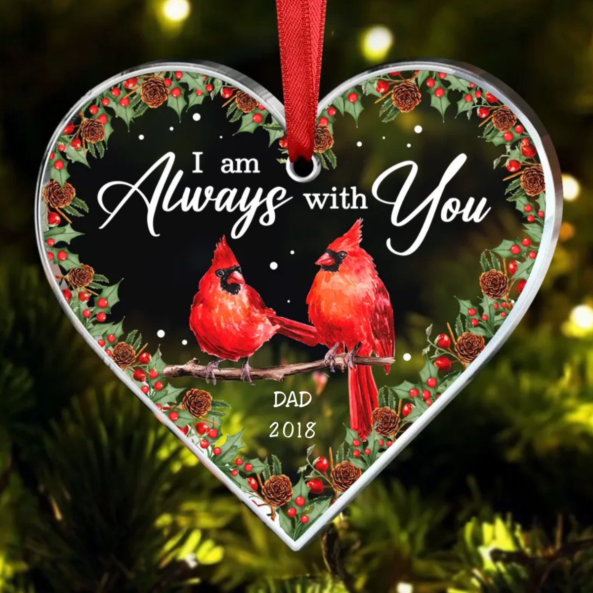 Family - We're Always With You - Personalized Heart Ornament - Makezbright Gifts