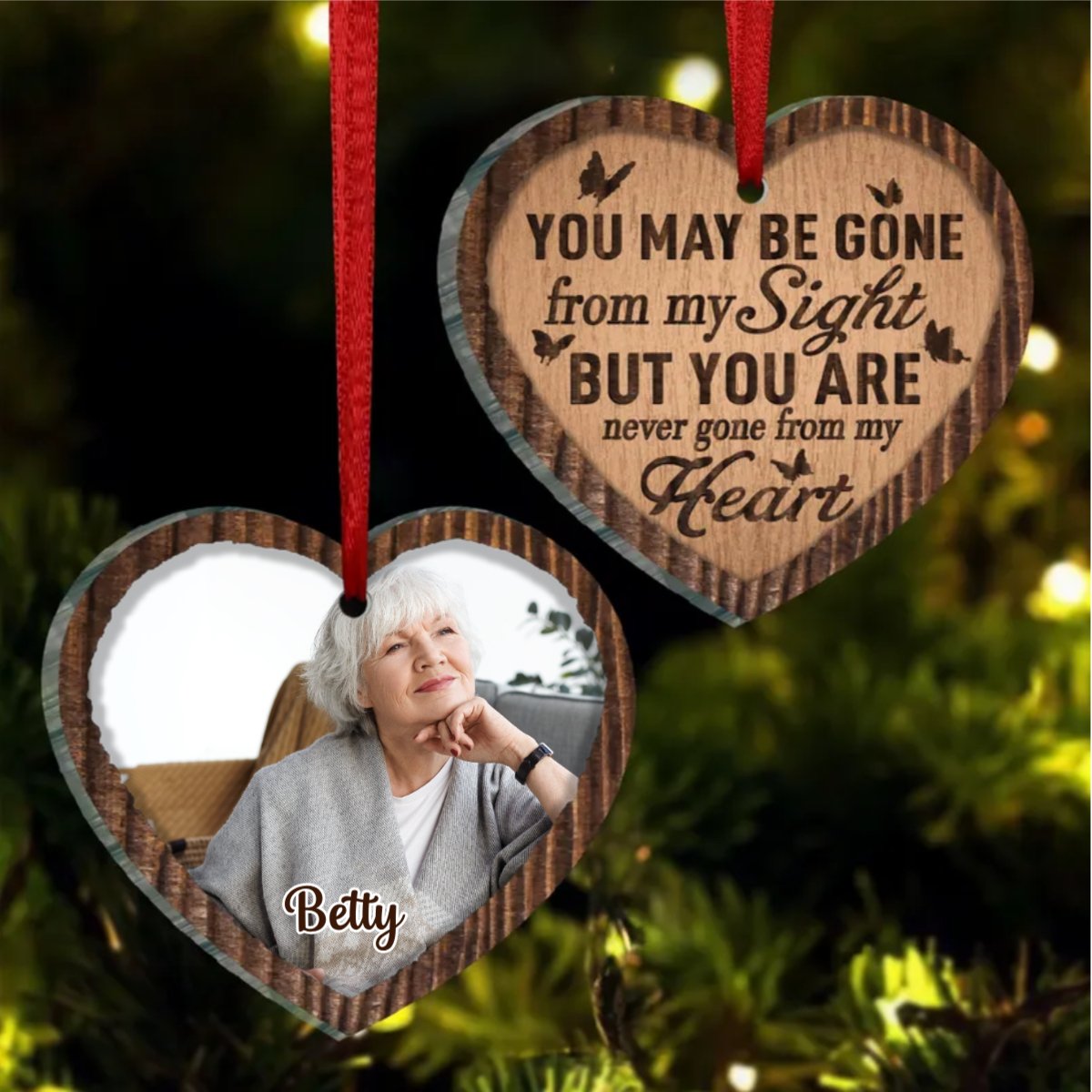 Family - You May Be Gone From My Sight But You Are Never Gone From My Heart - Personalized Heart Ornament - Makezbright Gifts