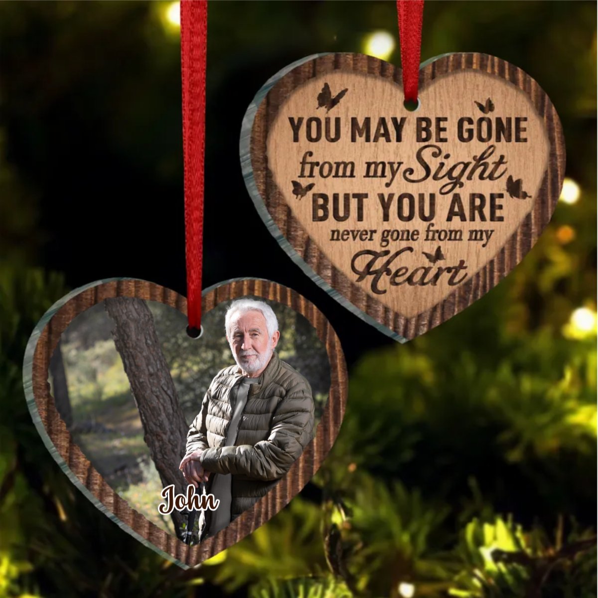 Family - You May Be Gone From My Sight But You Are Never Gone From My Heart - Personalized Heart Ornament - Makezbright Gifts