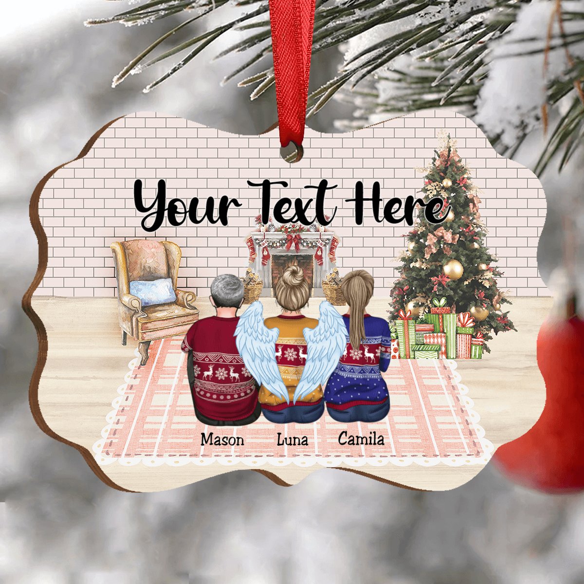 Family - Your Text Here - Personalized Christmas Ornament - Makezbright Gifts