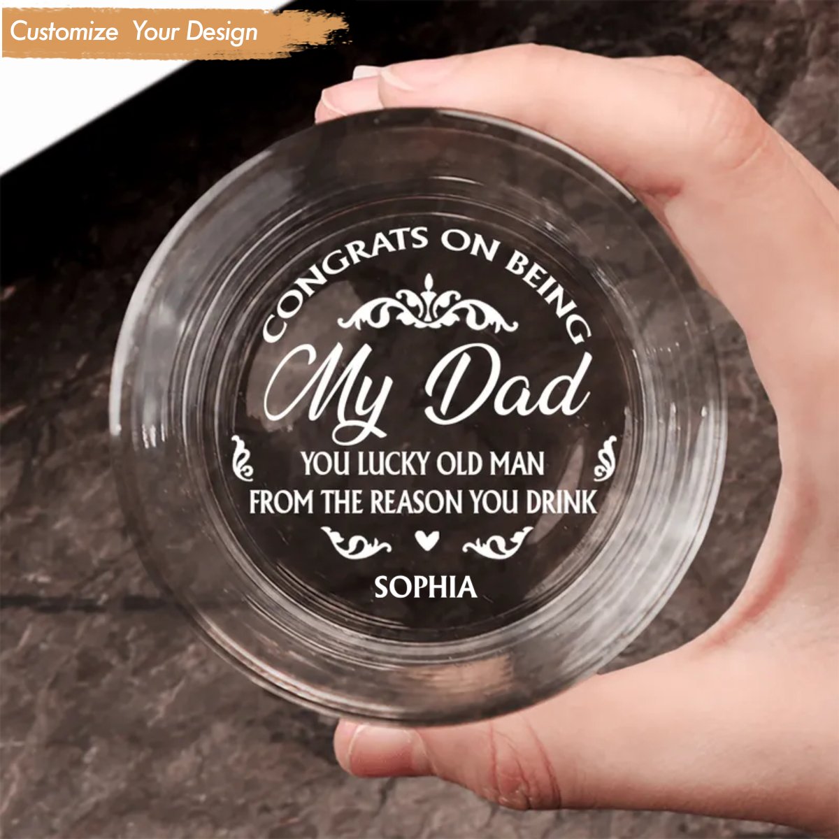 Father - Congrats On Being My Dad From The Reason You Drink - Personalized Engraved Whiskey Glass - Makezbright Gifts