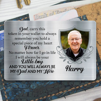 Father - Custom Photo Carry This Token In Your Wallet - Personalized Custom Aluminum Wallet Card - Makezbright Gifts