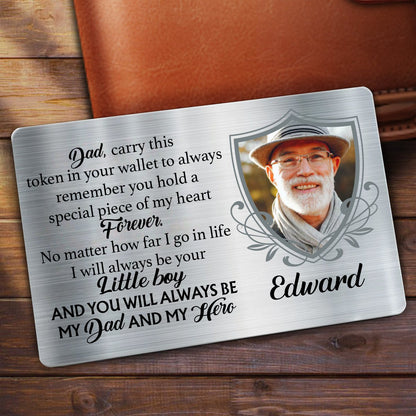 Father - Custom Photo Carry This Token In Your Wallet - Personalized Custom Aluminum Wallet Card - Makezbright Gifts