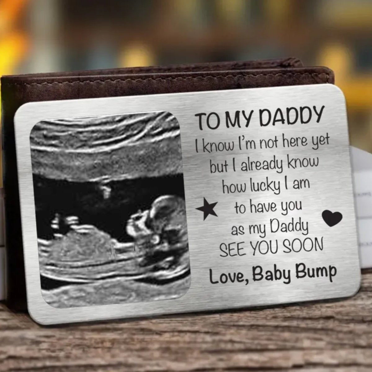 Father - Custom Photo First Time Dad, Bring Along - Personalized Photo Aluminum Wallet Card (TB) - Makezbright Gifts