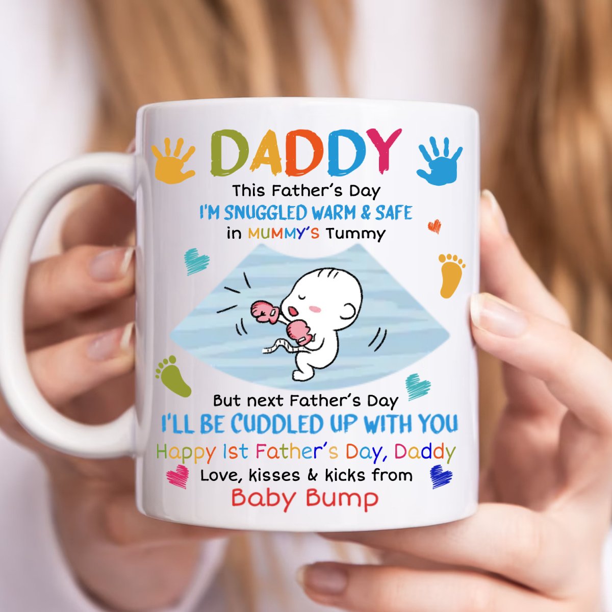 Father - Daddy, This Father's Day I'm Snuggled Warm & Safe In Mummy's Tummy - Personalized Mug - Makezbright Gifts