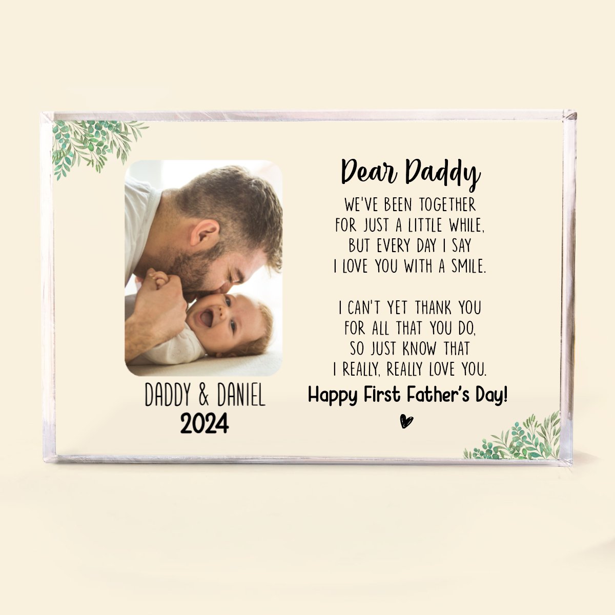 Father - Dear Daddy We've Been Together For Just A Little While - Personalized Acrylic Plaque (VT) - Makezbright Gifts