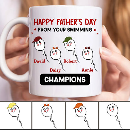 Father - Happy Father's Day From Your Swimming Champions - Personalized Mug (QH) - Makezbright Gifts