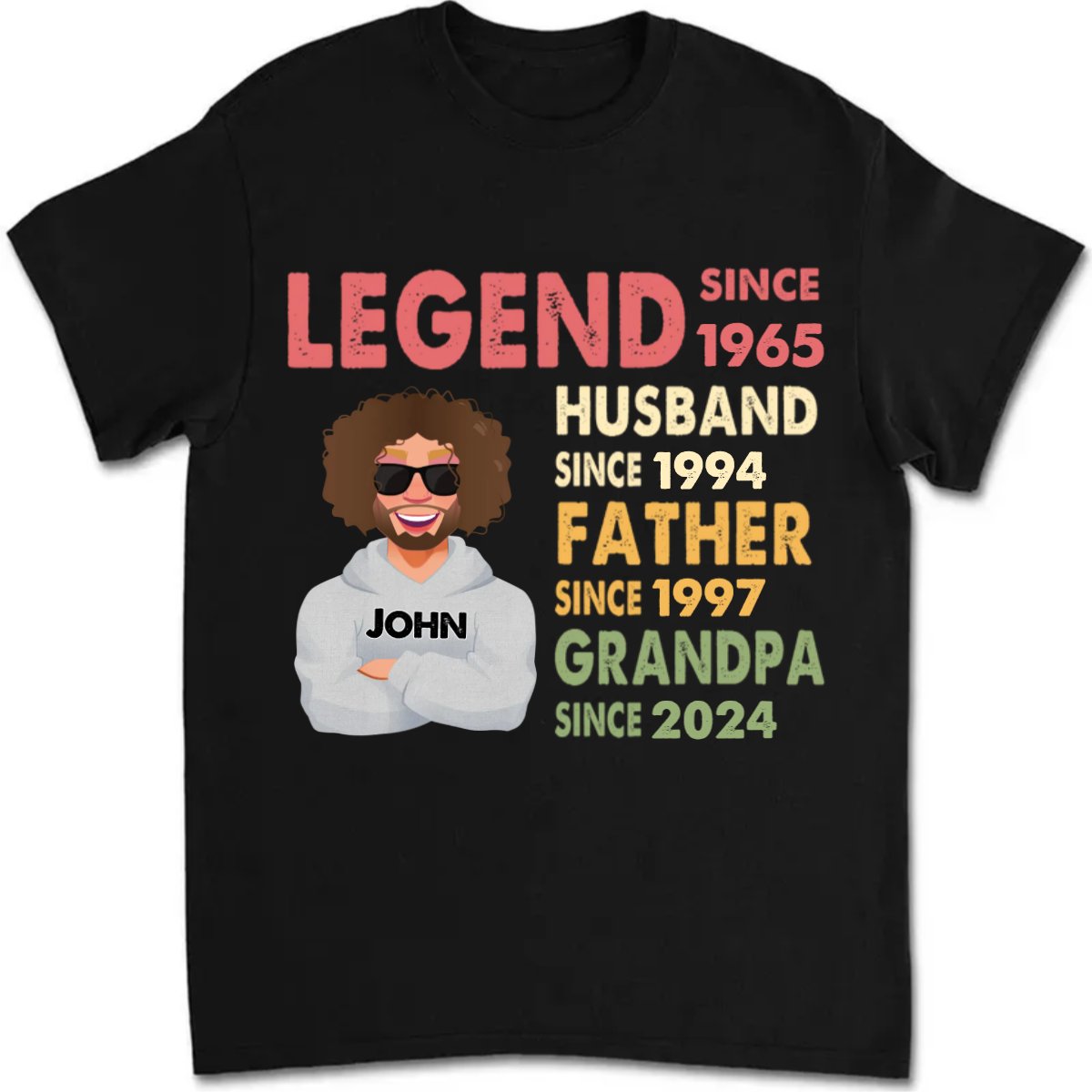 Father - Legend Husband Daddy Grandpa Custom Title - Personalized T - shirt - Makezbright Gifts