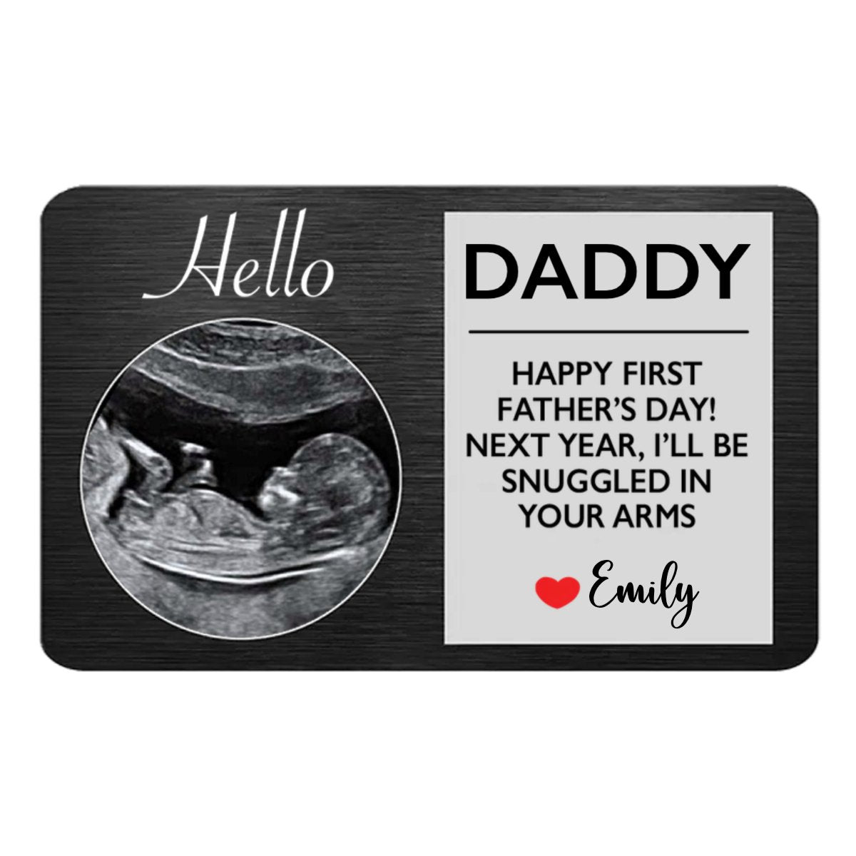 Father - Next Year I'll Be Snuggled In Your Arms - Personalized Photo Aluminum Wallet Card - Makezbright Gifts