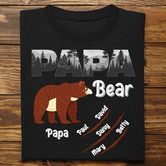 Father - Papa Bear - Personalized T - Shirt - Makezbright Gifts