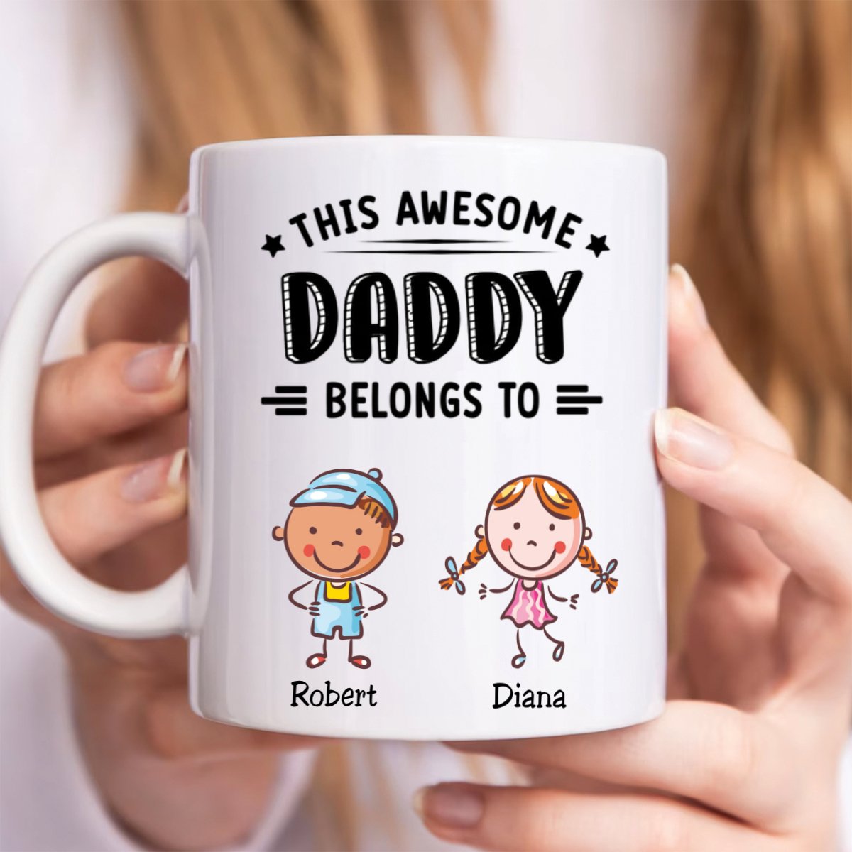 Father - This Awesome Daddy Belongs To - Personalized Mug (QH) - Makezbright Gifts