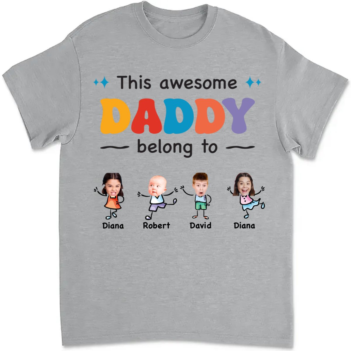 Father - This Awesome Daddy Belongs To - Personalized Unisex T - shirt - Makezbright Gifts