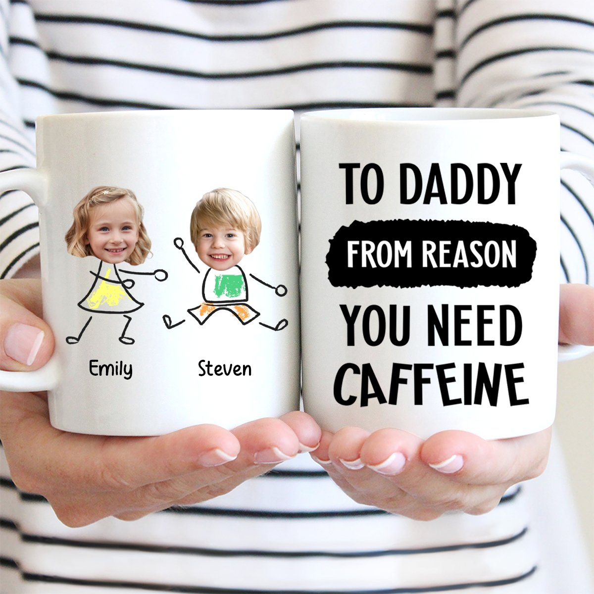 Father - To Dad From Reasons You Need Caffeine - Personalized Photo Mug - Makezbright Gifts