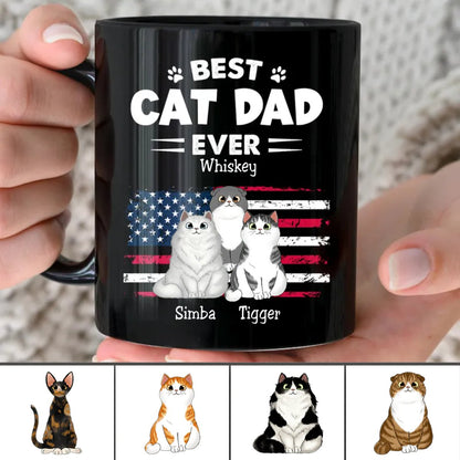 Father's Day - Best Cat Dad - Personalized Black Mug - Makezbright Gifts