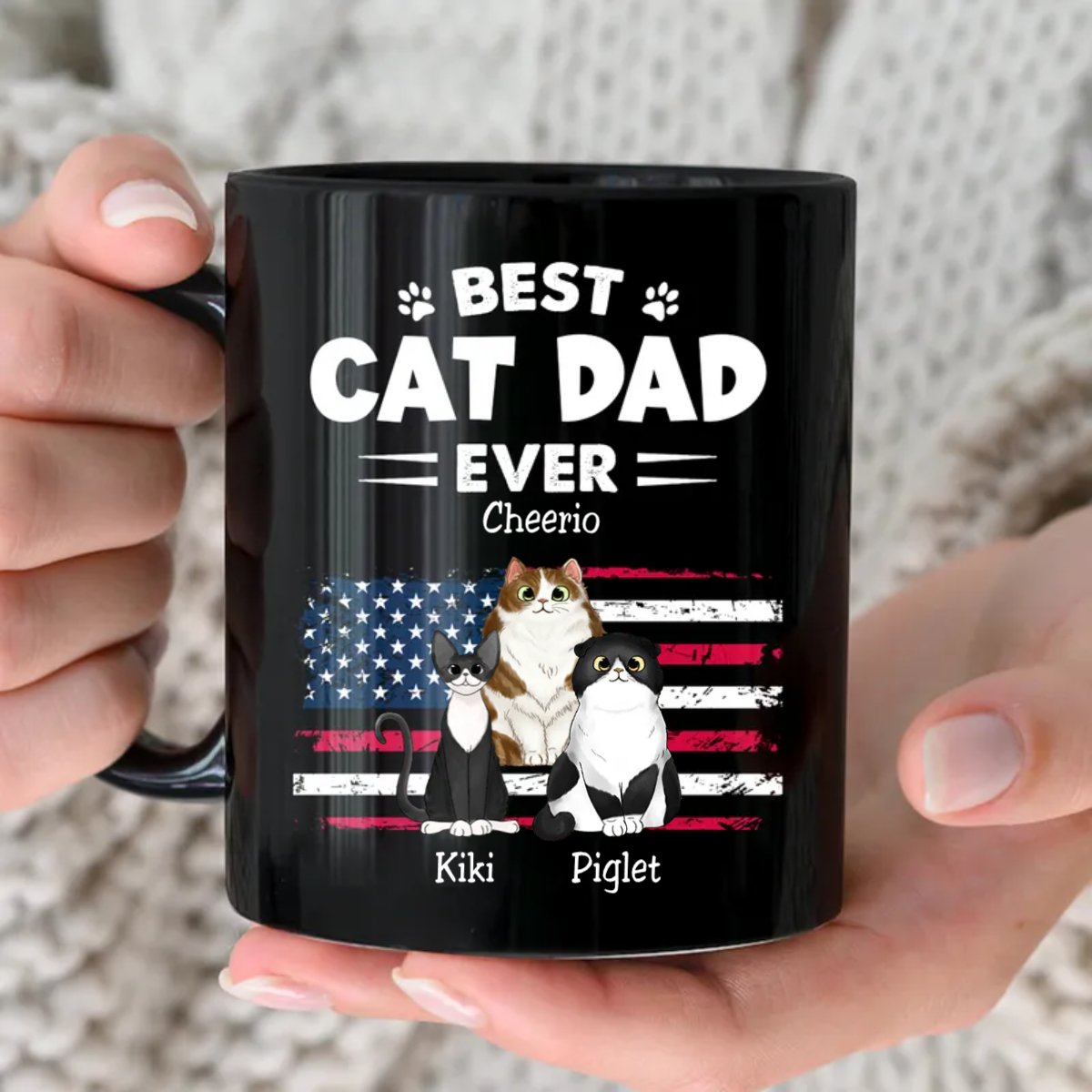 Father's Day - Best Cat Dad - Personalized Black Mug - Makezbright Gifts