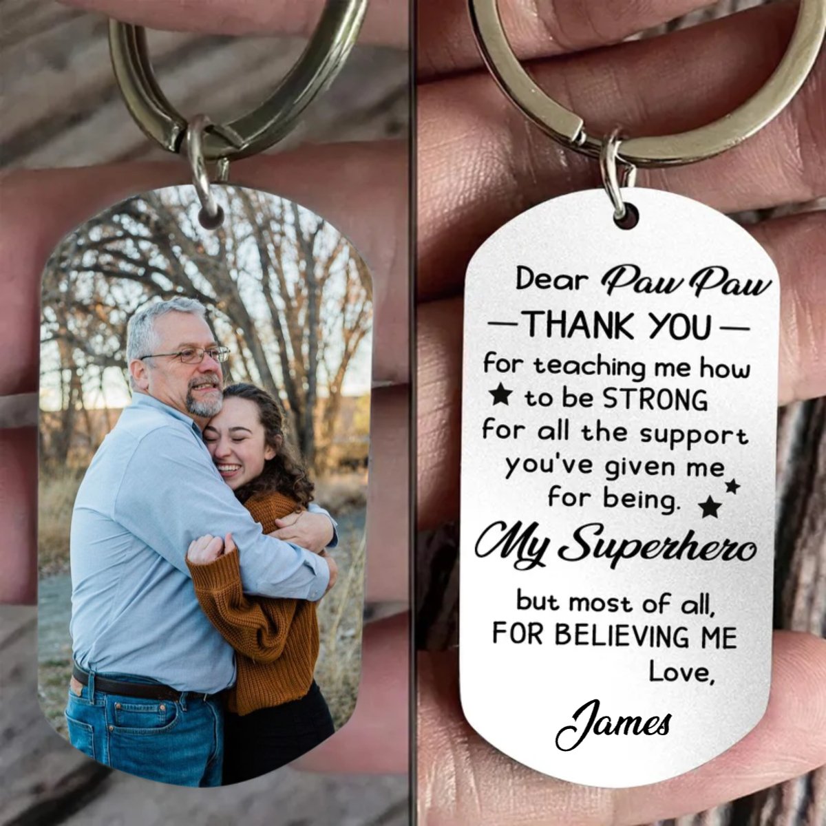 Father's Day - Custom Photo Thank You For Teaching Me How To Be Strong - Personalized Keychain (HJ) - Makezbright Gifts