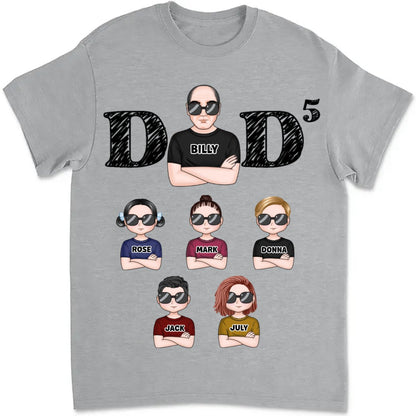 Father's Day - Dad And His Kids - Personalized T - shirt - Makezbright Gifts