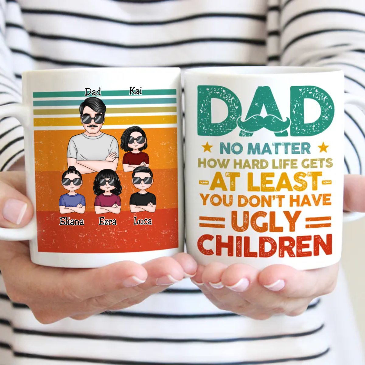 Father's Day - Dad No Matter How Hard Life Gets - Personalized Mug - Makezbright Gifts