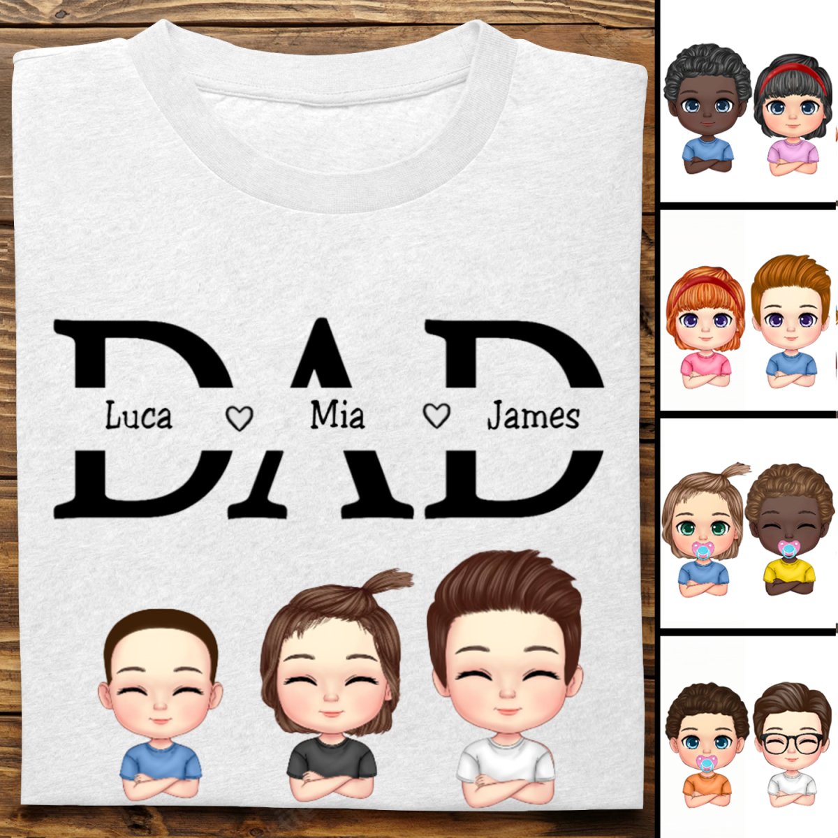 Father's Day - Dad Shirt With Kids Name - Personalized T - Shirt - Makezbright Gifts